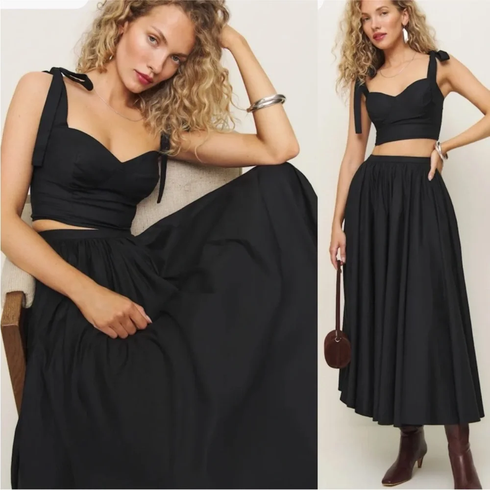 NEW NWT Reformation Magnolia Two Piece Black